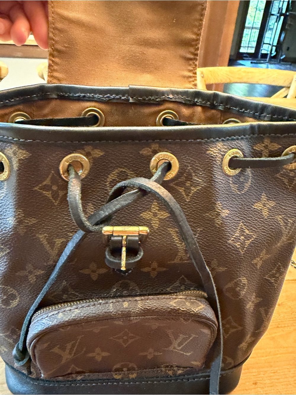 LV Monogram Drawstring Backpack by Vintage Boho Bags NEW - Picture 6 of 15
